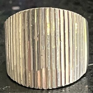 Diamond cut vintage sterling silver wide band  statement cocktail ladies ring